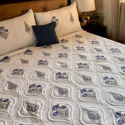 aenak-blue-dahlia-cypress-embossed-quilted-handblock-bedcover-set