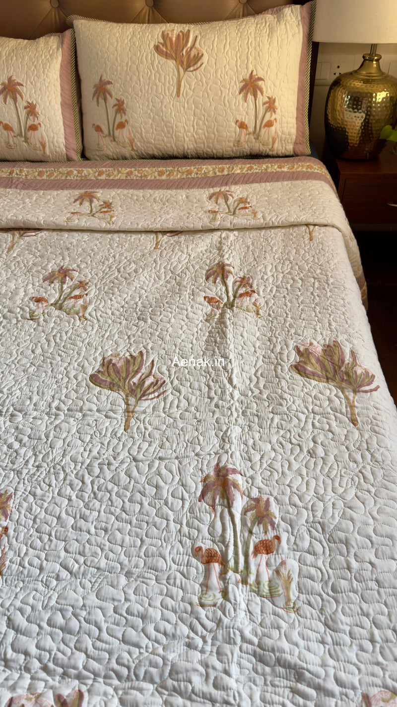 aenak-dusty-palm-handblock-printed-reversible-quilted-bedcover-set