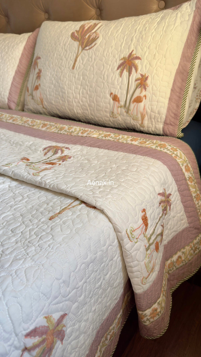 aenak-dusty-palm-handblock-printed-reversible-quilted-bedcover-set
