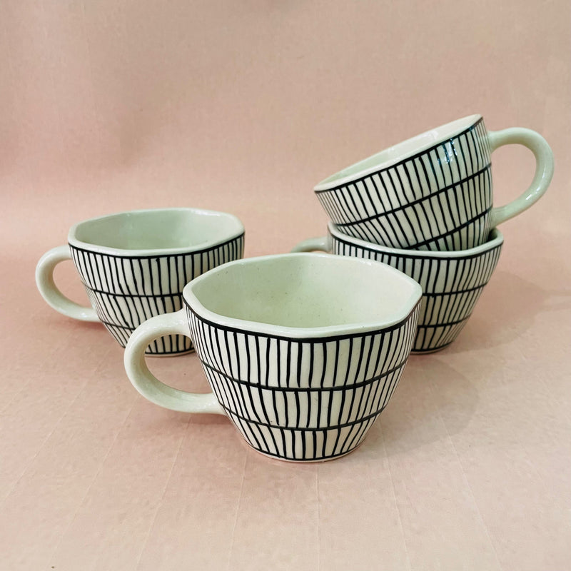 The Black Striped Ceramic Tea Cup