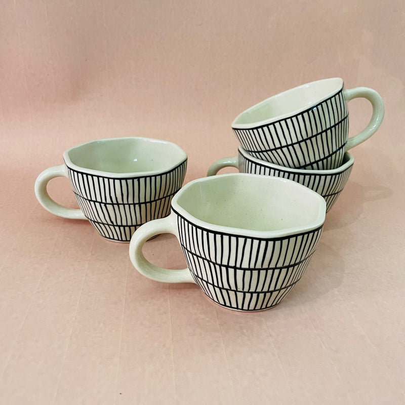 The Black Striped Ceramic Tea Cup