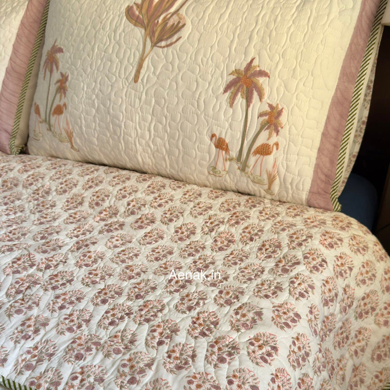 aenak-dusty-palm-handblock-printed-reversible-quilted-bedcover-set