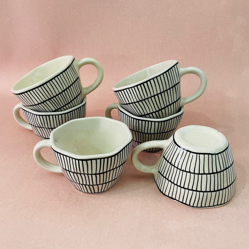 The Black Striped Ceramic Tea Cup