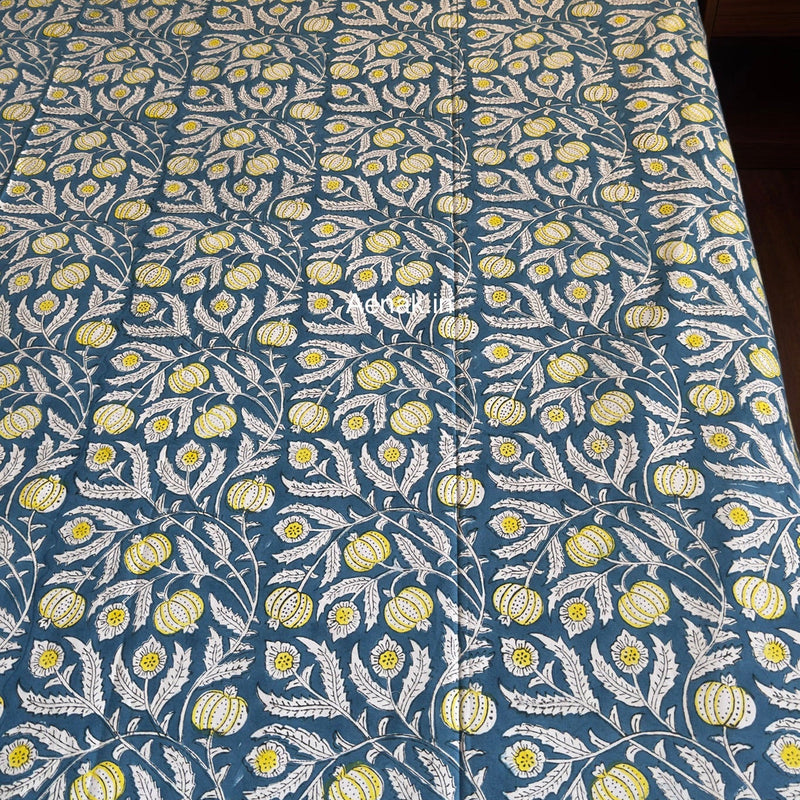 aenak-yellow-anaar-handblock-premium-cotton-bedsheet-set