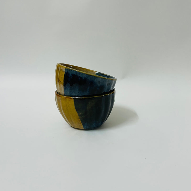 Mustard Blue Snack Ceramic Bowls