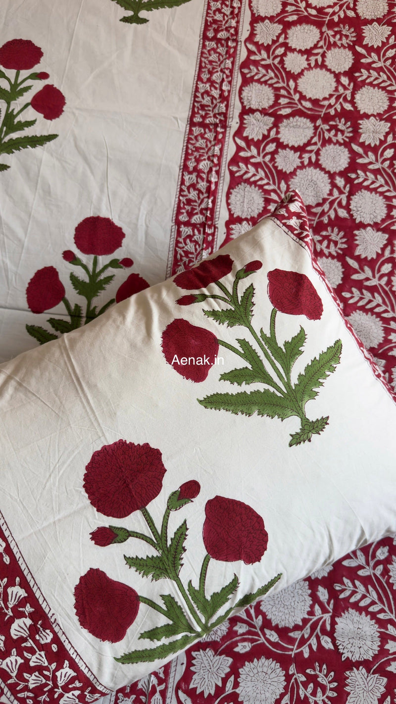aenak-red-dahlia-gadd-handblock-bedsheet-dohar-combo-set