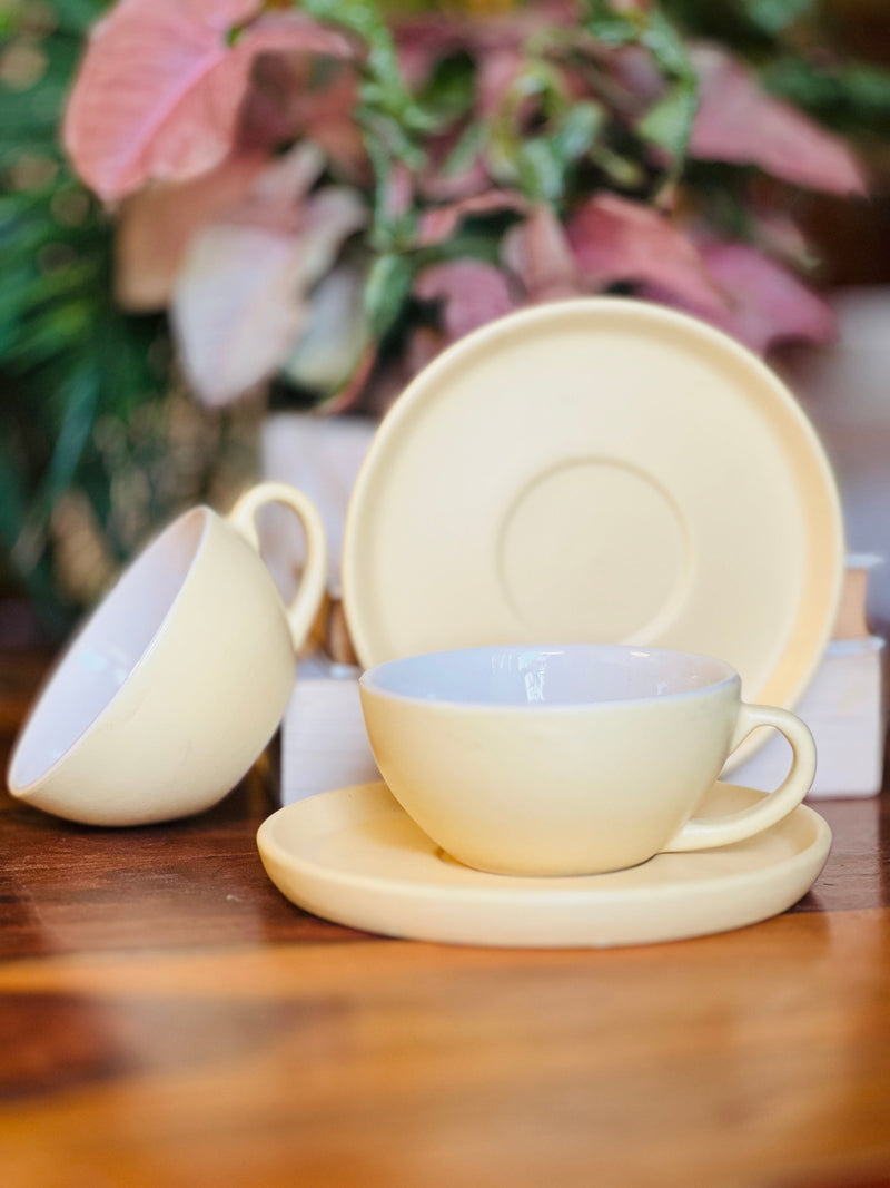 The Jaune Cappucino Cup Saucer Set Ceramic Kitchenware