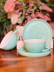 Verdant Sip Cappucino Cup Saucer Set 240Ml Ceramic Kitchenware