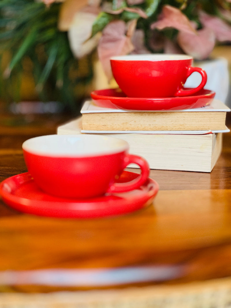 The Bold Red Cappucino Cup Saucer Set