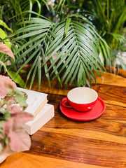 The Bold Red Cappucino Cup Saucer Set