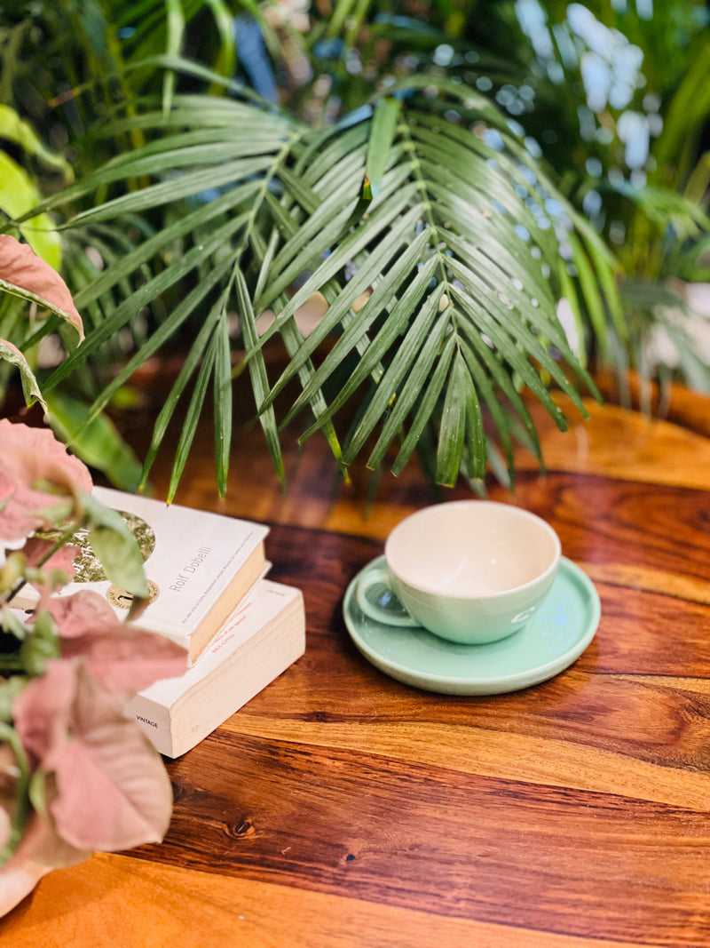 Verdant Sip Cappucino Cup Saucer Set 240Ml Ceramic Kitchenware
