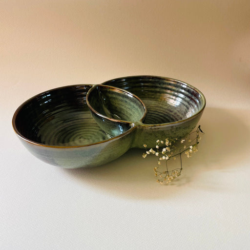 Olive Green Double Ceramic Bowls