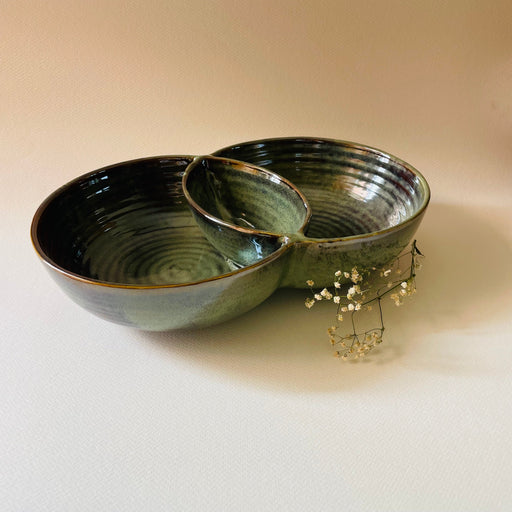 Olive Green Double Ceramic Bowls