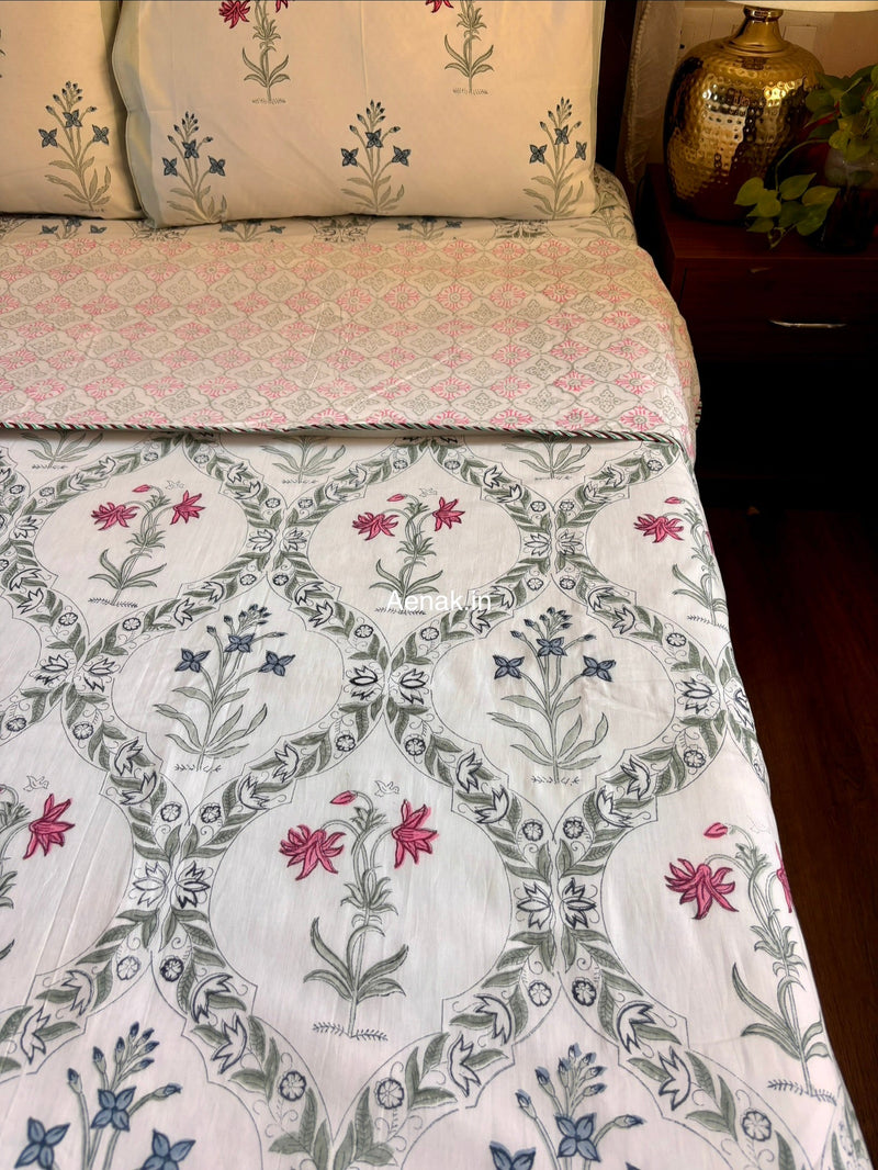 aenak-pink-blue-floral-jaal-handblock-mulmul-cotton-reversible-dohar
