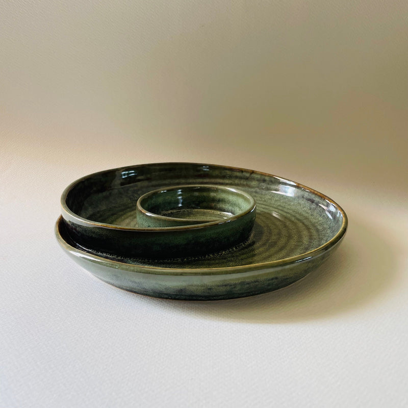 Verdant Vortex Ceramic Serving Platter