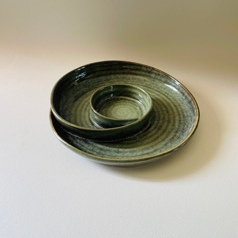 Verdant Vortex Ceramic Serving Platter