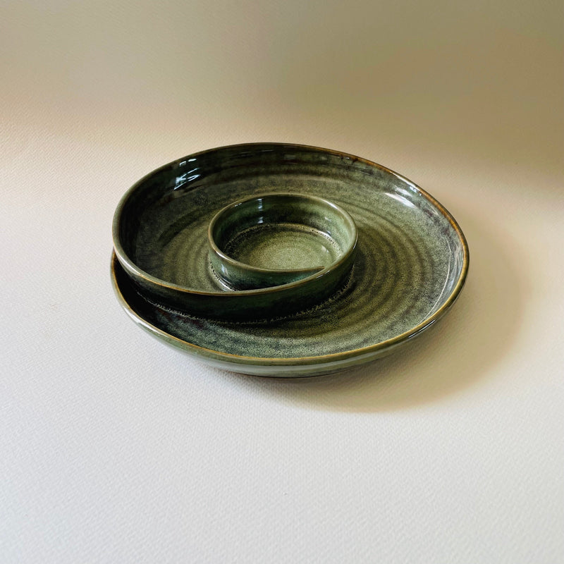 Verdant Vortex Ceramic Serving Platter