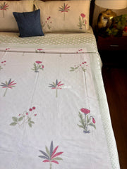aenak-pink-blue-palm-handblock-bedsheet-dohar-combo-set