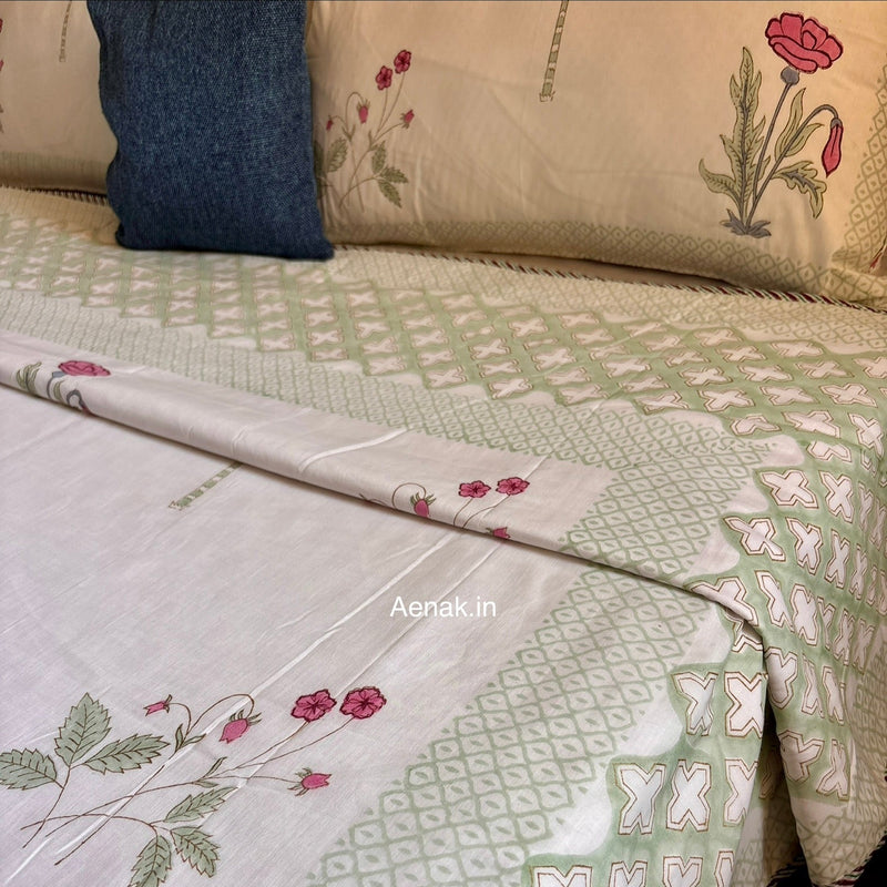 aenak-pink-blue-palm-handblock-bedsheet-dohar-combo-set