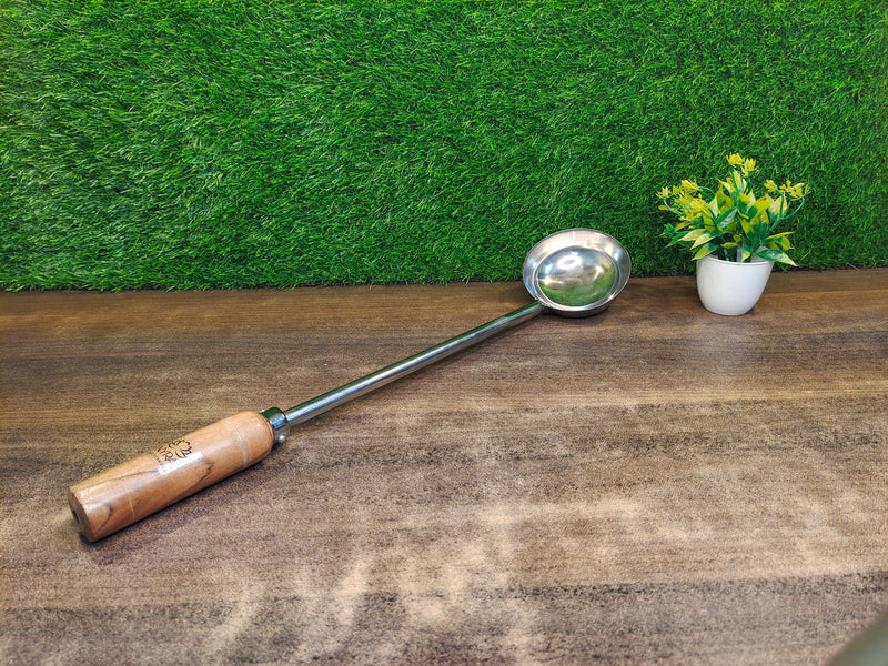 Stainless Steel Ladle/Golchi/Chamcha with Wooden Handle – Serving Ladle