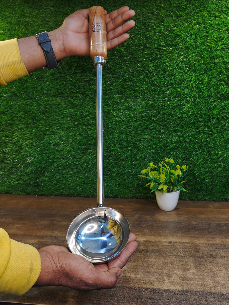 Stainless Steel Ladle/Golchi/Chamcha with Wooden Handle – Serving Ladle