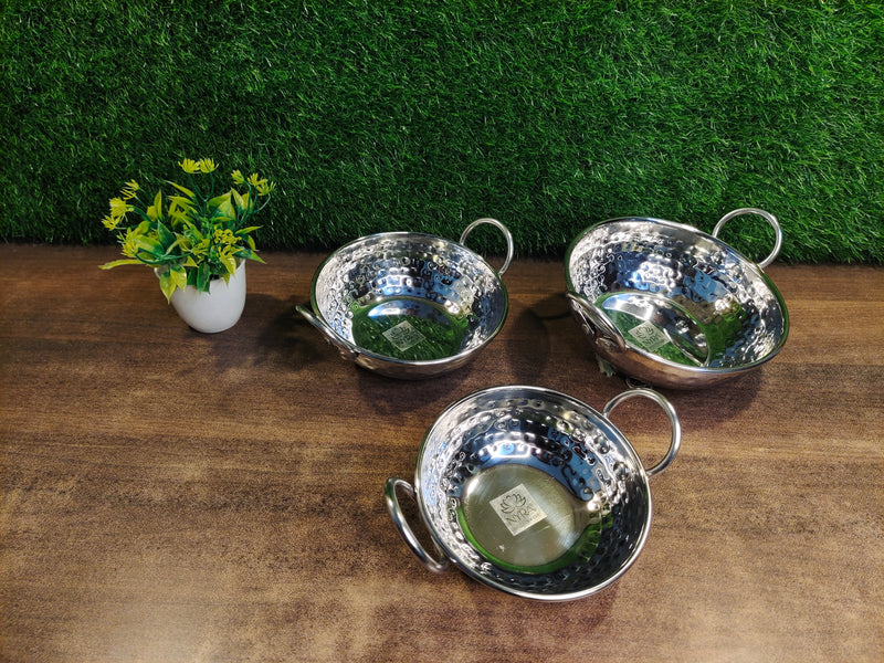 Stainless Steel Mini Serving Kadhai Set – Cooking Wok