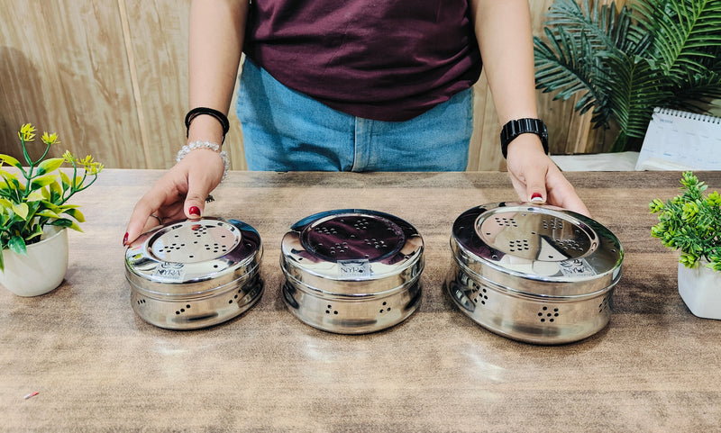 Stainless Steel Multipurpose Storage Container with Air Ventilation Holes