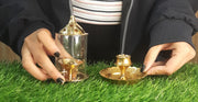 Brass Akhand Jyoti Diya with Borosiliate Glass Cover and Agarbatti stand Set/Combo – Drinking Tumbler