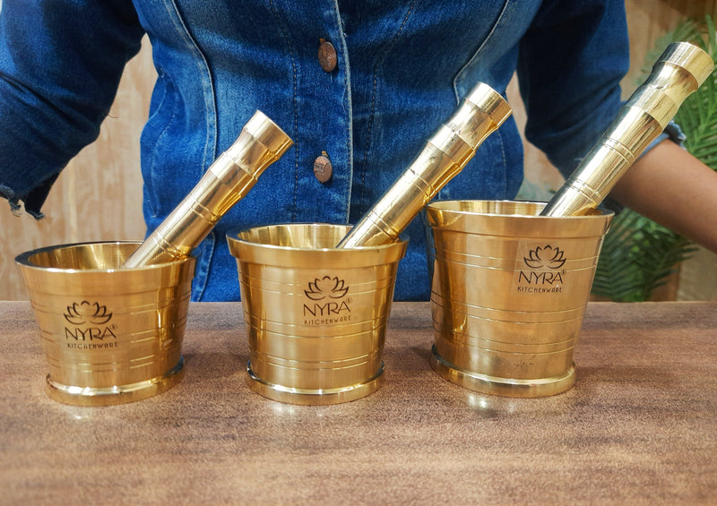 Pure Brass Mortar & Pestle – Kitchen Utensil