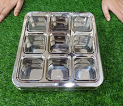 Stainless Steel 9 Compartment Dry fruit/Spice Box – Kitchen Utensil