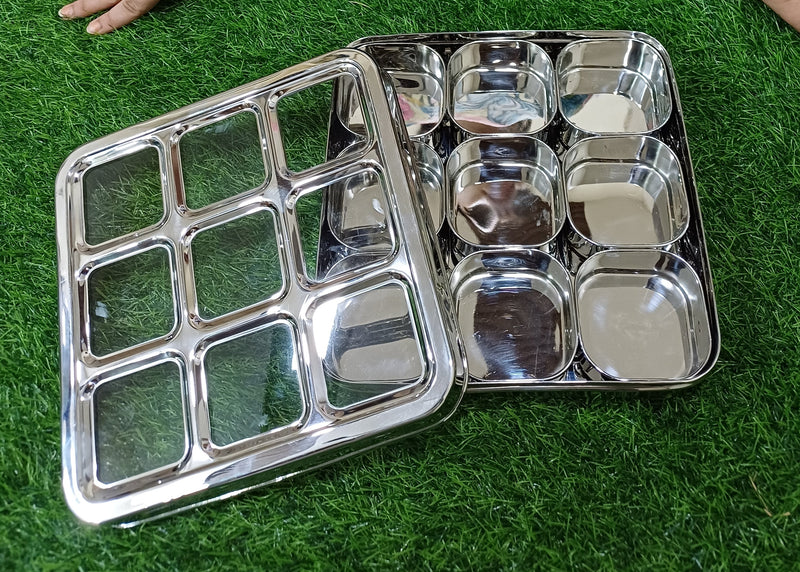 Stainless Steel 9 Compartment Dry fruit/Spice Box – Kitchen Utensil