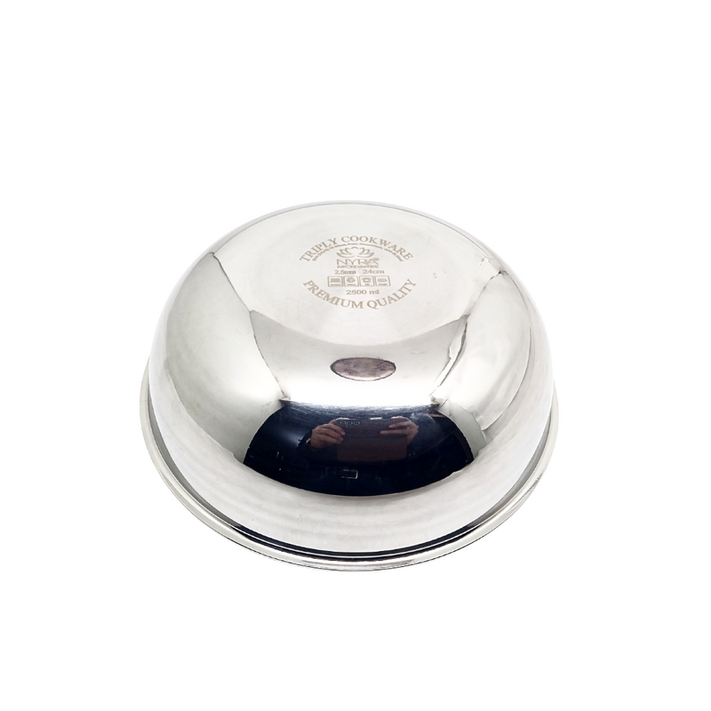Triply Stainless Steel Extra Deep Kadhai Set– Cooking Kadhai