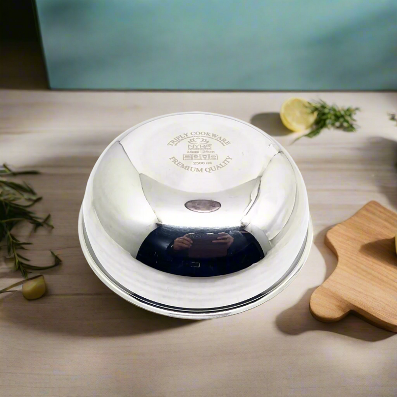 Triply Stainless Steel Extra Deep Tasla Kadhai – Cooking Kadhai