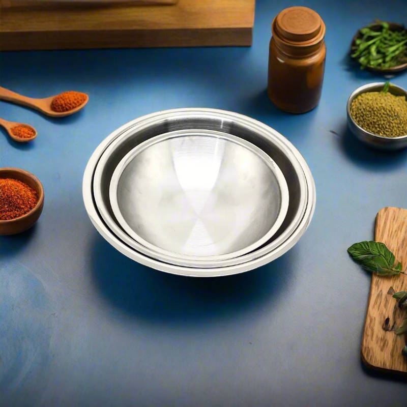 Triply Stainless Steel Extra Deep Kadhai Set– Cooking Kadhai