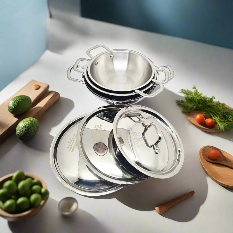 Triply Stainless Steel Kadhai – Cooking Kadhai
