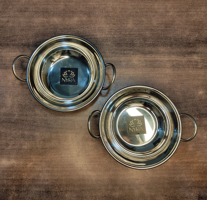 Stainless Steel Hammered Finish Kadhai with Handles – Cooking Kadhai