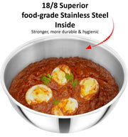 Triply Stainless Steel Extra Deep Tasla Kadhai – Cooking Kadhai