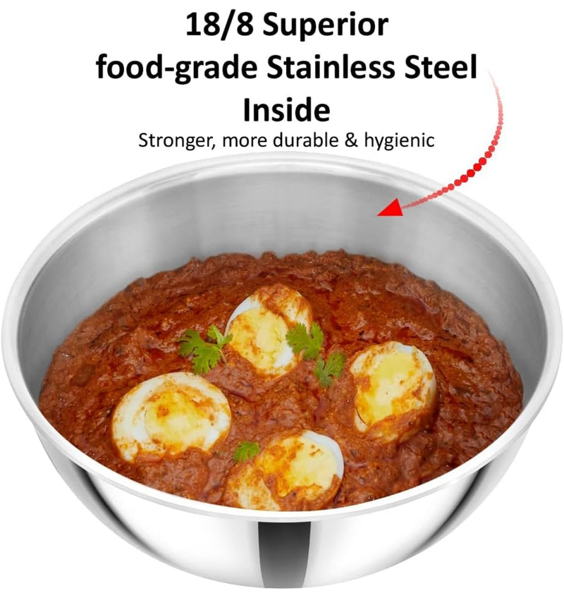 Triply Stainless Steel Extra Deep Tasla Kadhai – Cooking Kadhai