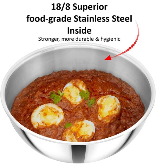 Triply Stainless Steel Extra Deep Tasla Kadhai – Cooking Kadhai