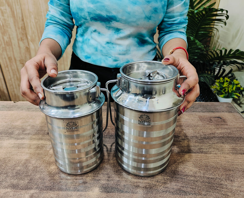 Stainless Steel Jointless Milk Can/Oil Can with Lid - Milk and Oil Storage Container/Balti – Storage Container
