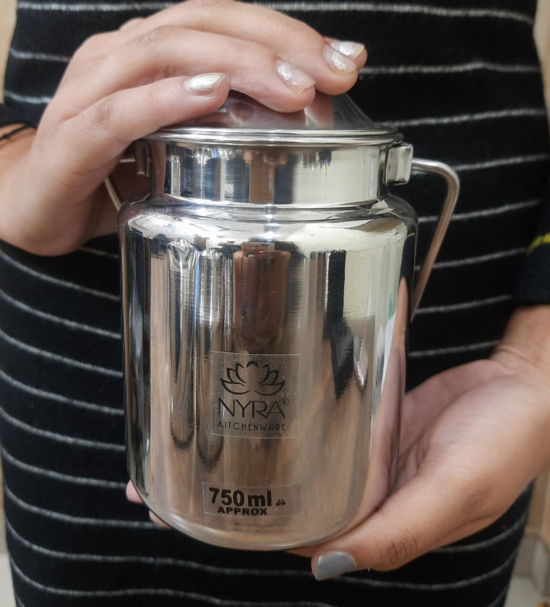 Stainless Steel Barni Milk Pot/Dolchi with Lid – Kitchen Utensil