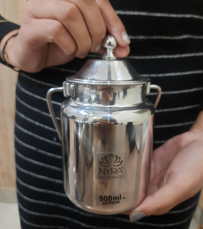 Stainless Steel Barni Milk Pot/Dolchi with Lid – Kitchen Utensil