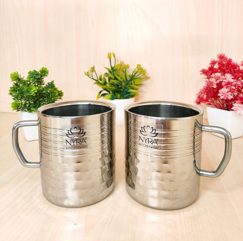 Stainless Steel Hammered Finish Double-Walled Insulated Cup – Kitchen Utensil