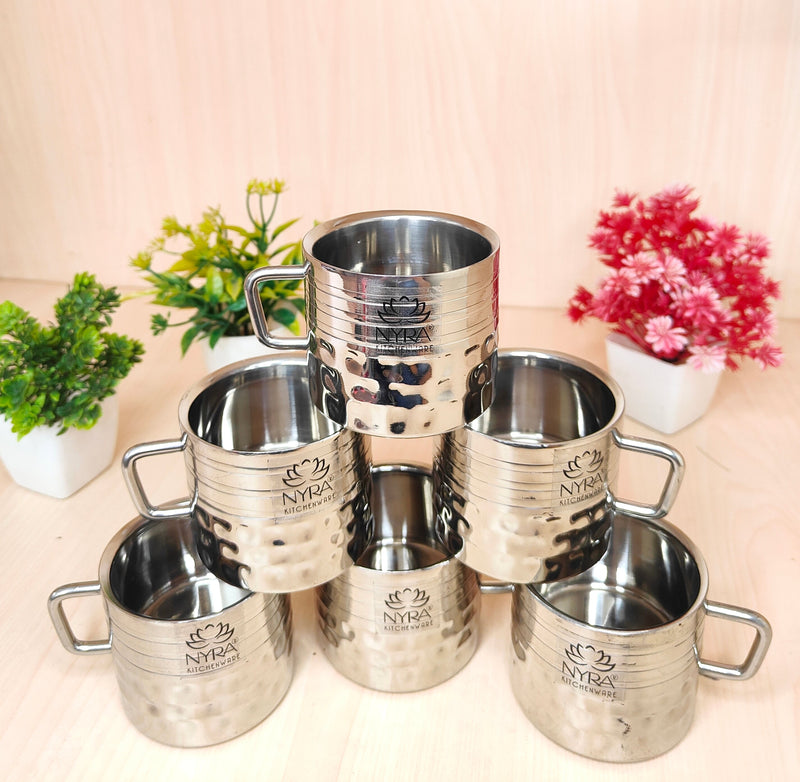 Hammered Stainless Steel Double Wall Cups 100ml – Kitchenware