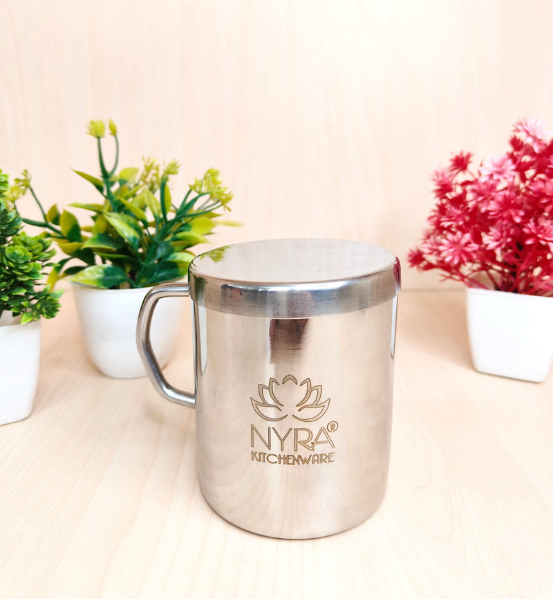 Stainless Steel Insulated Coffee Mug with Lid – Kitchen Utensil