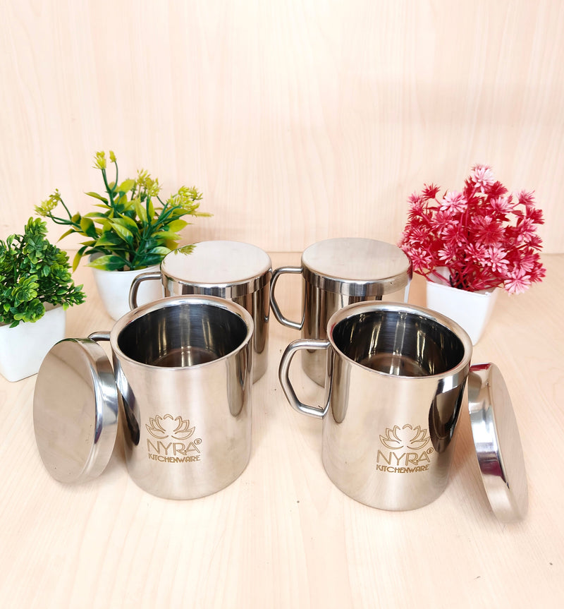 Stainless Steel Insulated Coffee Mug with Lid – Kitchen Utensil