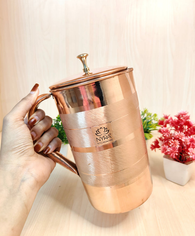 Pure Copper/Tamba Water Jug with Lid – Kitchen Utensil