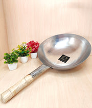 Iron Chinese Wok/Kadhai with Wooden Handle – Cooking Wok