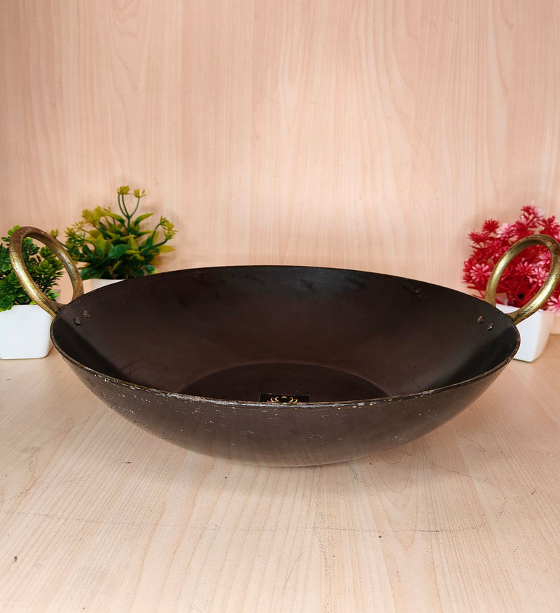 Pure Traditional Black Iron Kadhai – Cooking Wok