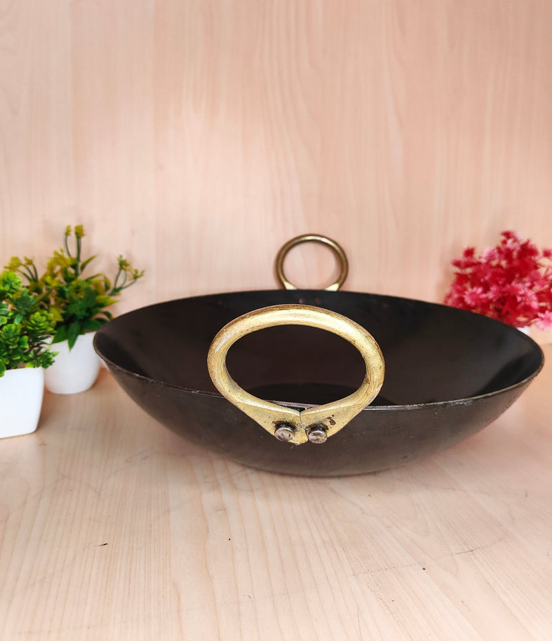 Pure Traditional Black Iron Kadhai – Cooking Wok